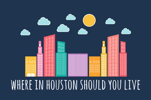 where to live in houston - graphic with skyscrapers