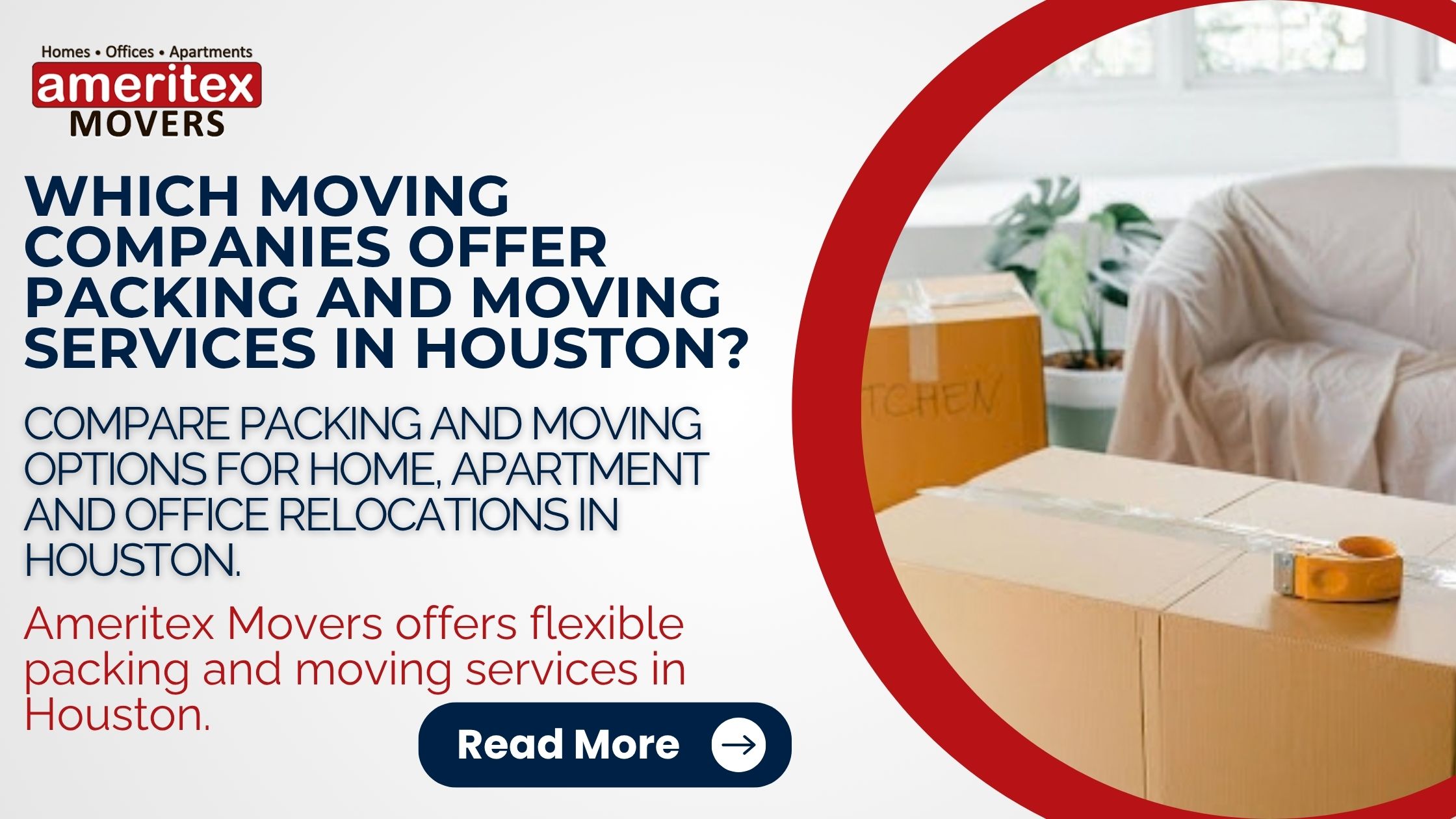 Labeled moving boxes and packing supplies for a Houston packing and moving service relocation.